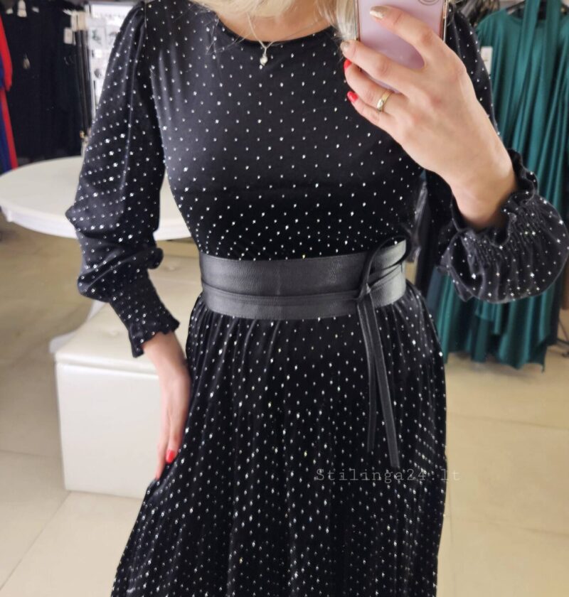 Eko odos, platus surišamas dirželis, juodos spalvos