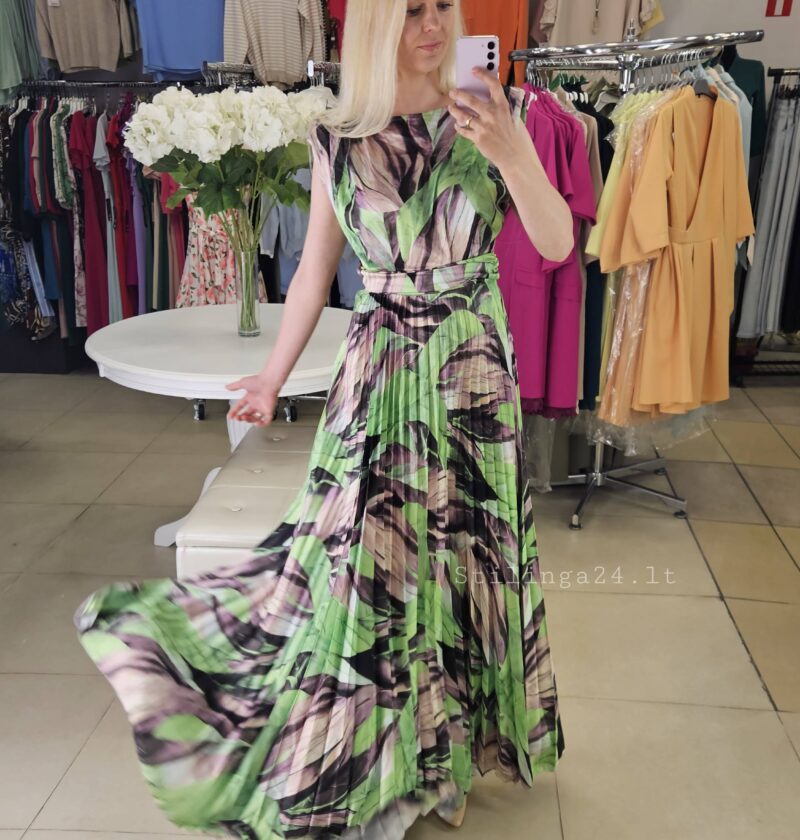 Marga suknelė, žalios spalvos. Maxi ilgio